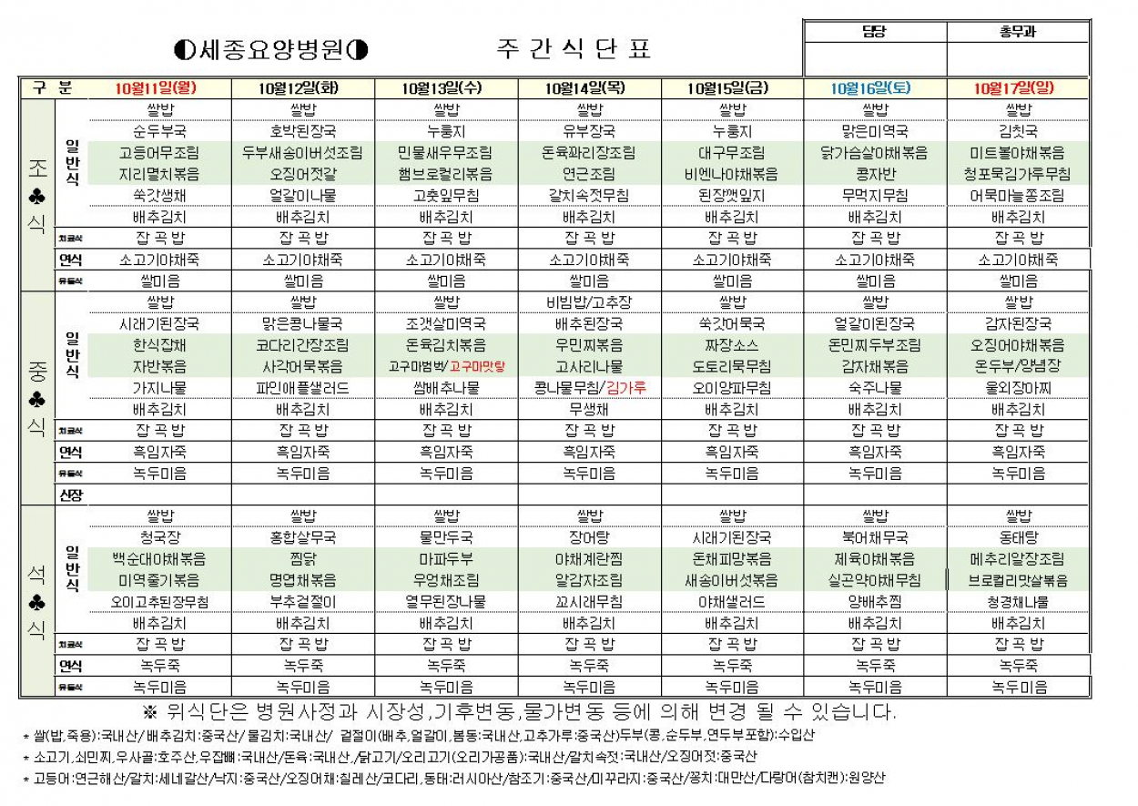 세종요양병원 10월 둘째주 식단표 (10/11~10/17) 첨부이미지 : 10-2.JPG