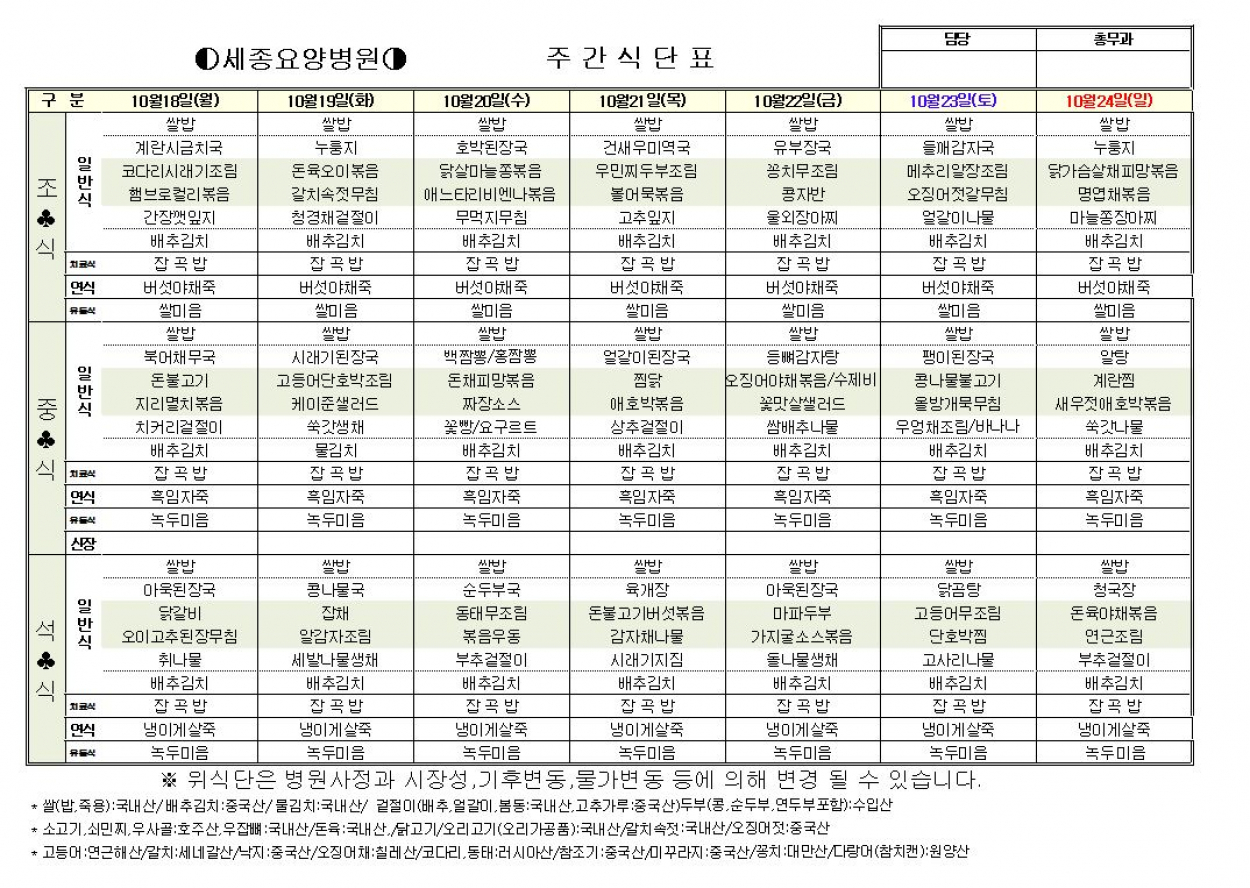 세종요양병원 10월 셋째주 식단표 (10/18~10/24) 첨부이미지 : 10-3.JPG