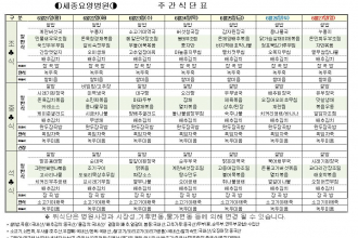 세종요양병원 식단표 6월 4째주 (6/21~6/27)