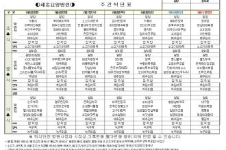 세종요양병원 식단표 7월 1째주 (7/5~7/11)