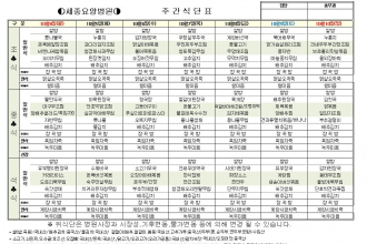 세종요양병원 10월 첫째주 식단표 (10/4~10/10)