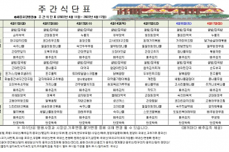 세종요양병원 22년 4월 둘째주 식단표