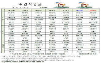 세종요양병원 23년 3월 둘째 주 식단표