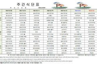 세종요양병원 23년 6월 넷째 주 식단표