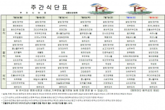 세종요양병원 23년 7월 첫째 주 식단표